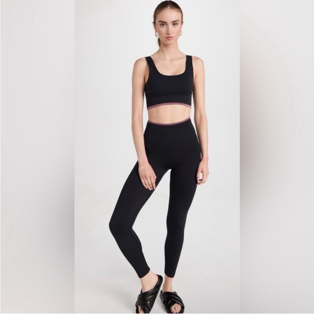 Outdoor Voices Ribbed Seamless Leggings Pink Black Size S